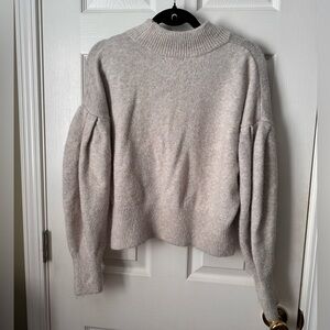 H&M Beige Mock Neck Pullover Knit Sweater Women's Size S Long Sleeve
